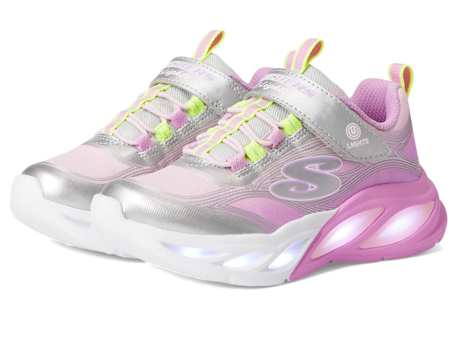 Детские кроссовки для мальчиков с подсветкой Skechers, Silver Multicoloured