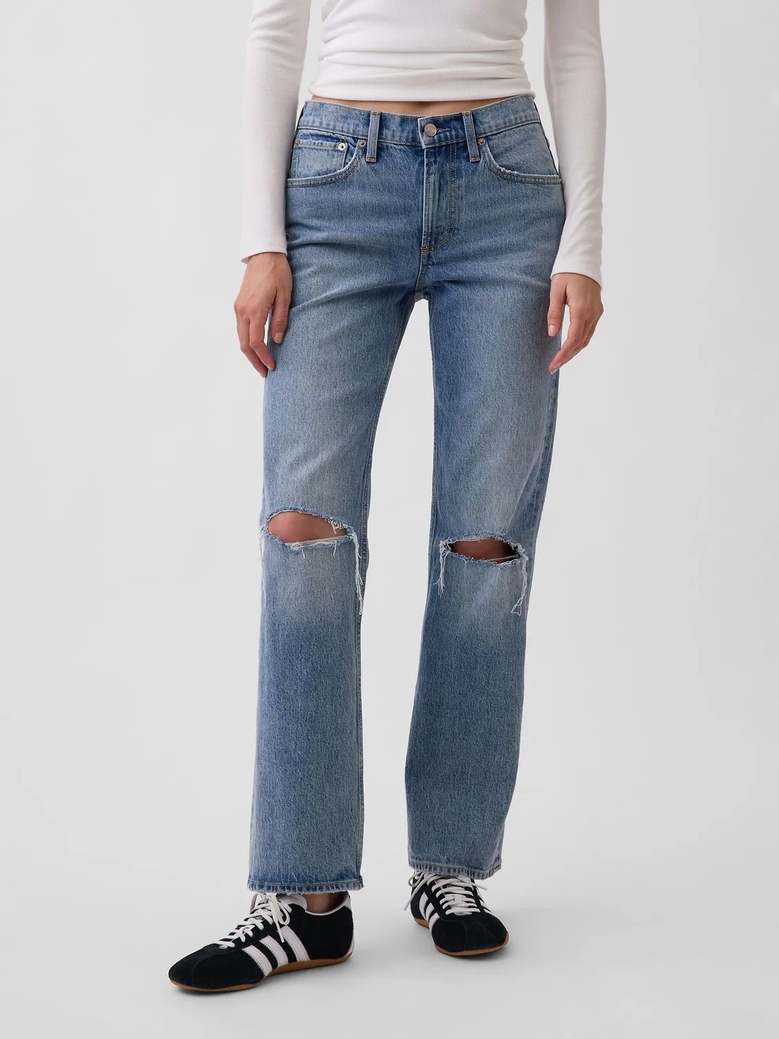 Джинсы прямые Mid Rise Straight Gap, Medium Wash