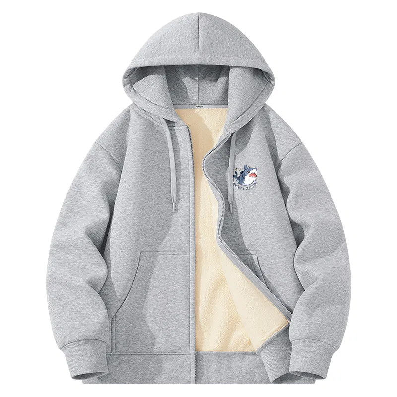 Детский свитшот с принтом Happy Shark Chest Logo MINISO, Heather Gray