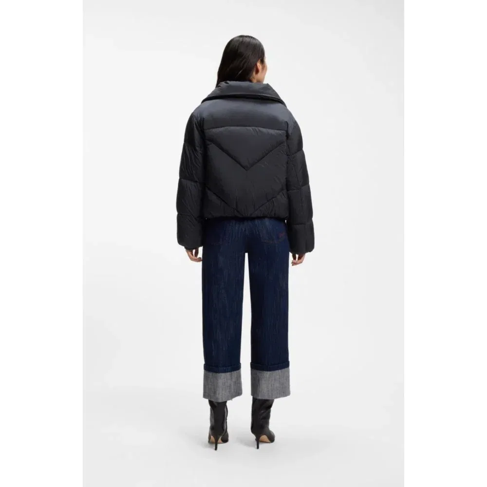 Женский пуховик на молнии из блестящей ткани BOSS, Dark Blue — фото 4