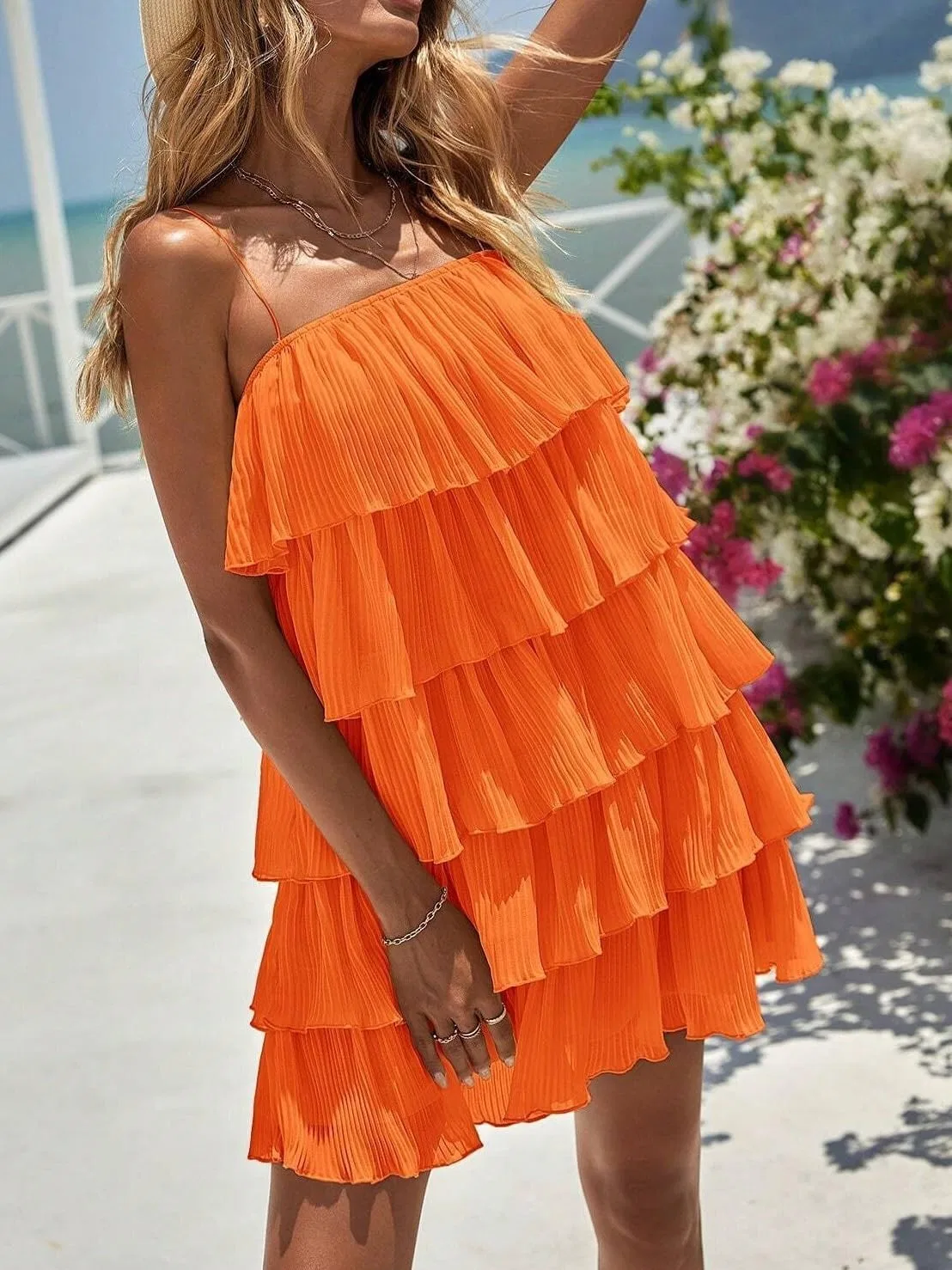 Женское повседневное пляжное платье на бретелях с открытой спиной, Orange — фото 3