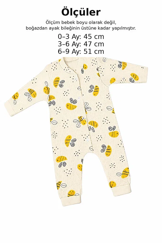 Детский комбинезон для новорожденных с принтом Bee patterned snap-on baby romper Nexvora, Multicolor — фото 3
