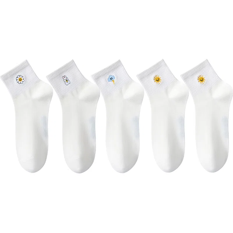 Детские носки до середины икры, набор из 5 пар, Sun 2 Pack+Rabbit+Floral+Lightning, MIIOW