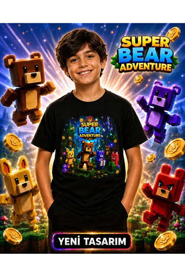 Детская футболка с принтом Super Bear Adventure Voltrex Design, Black — фото 2