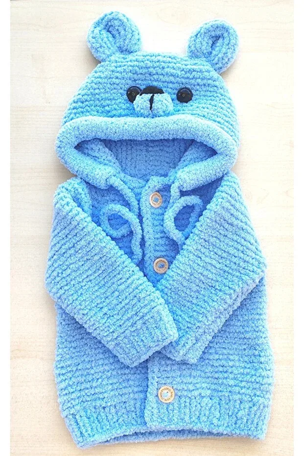 Детский кардиган с капюшоном с принтом Super grandma collection Sevsehobi, Blue