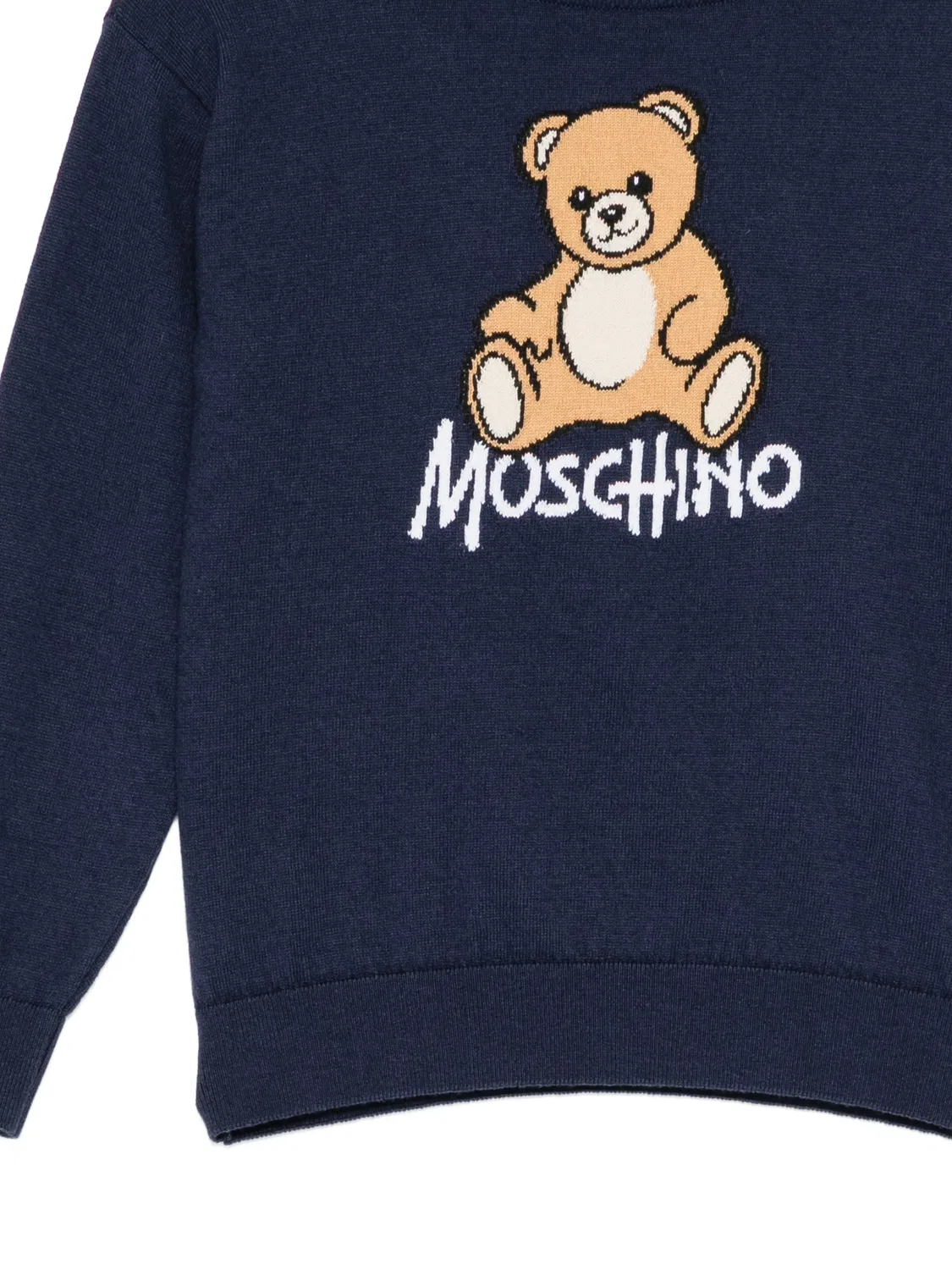 Свитер Teddy Bear вязки интарсия Moschino Kids, синий — фото 3