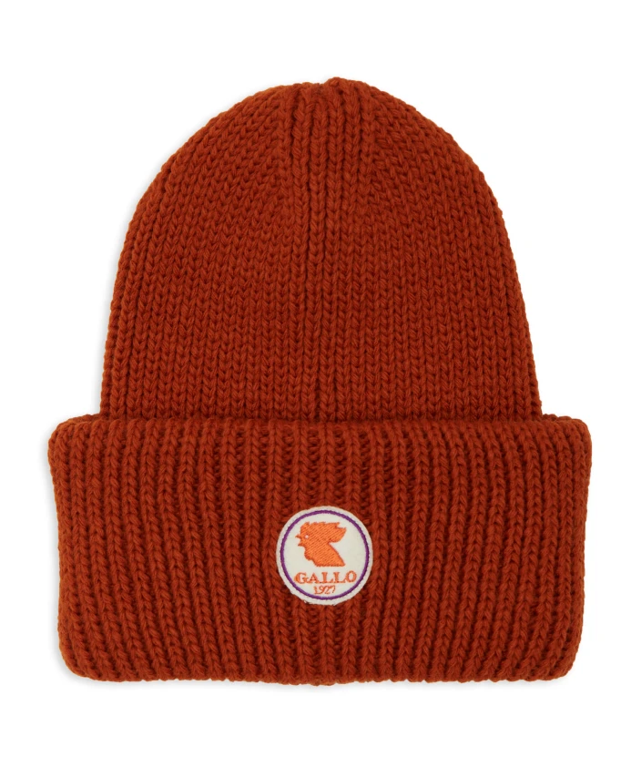 

Простая желтая вязаная шапка унисекс в рубчик с отворотом Gallo, оранжевый