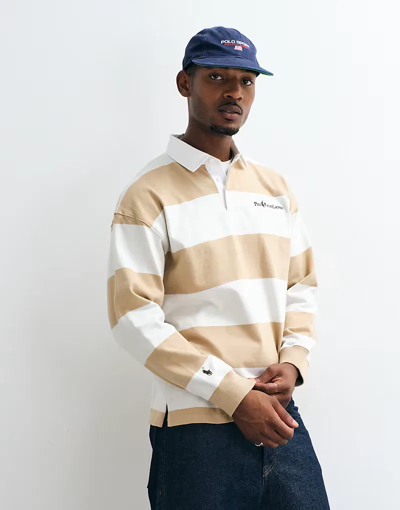 Поло-рубашка Polo Ralph Lauren свободного кроя для регби, бежевый
