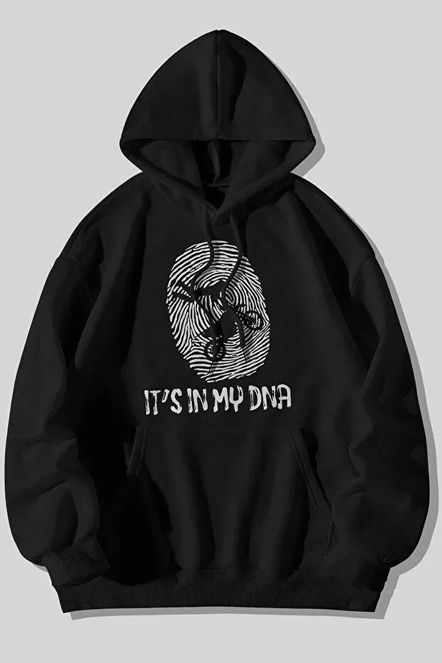 Детское худи для девочек с принтом Motorcycle My Dna The Baski, Black