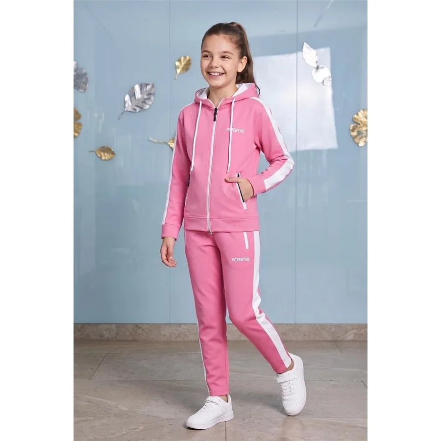 Комплект спортивного костюма с капюшоном и принтом Potential Pina Kids, Розовый — фото 3