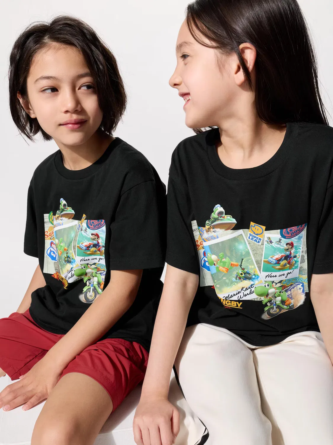 Футболка Uniqlo Mario Kart World UT, для детей, черный