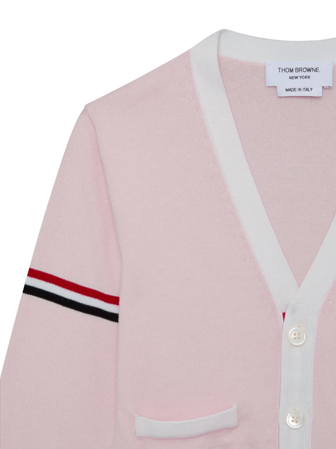 Кардиган с V-образным вырезом в полоску Thom Browne, розовый — фото 3