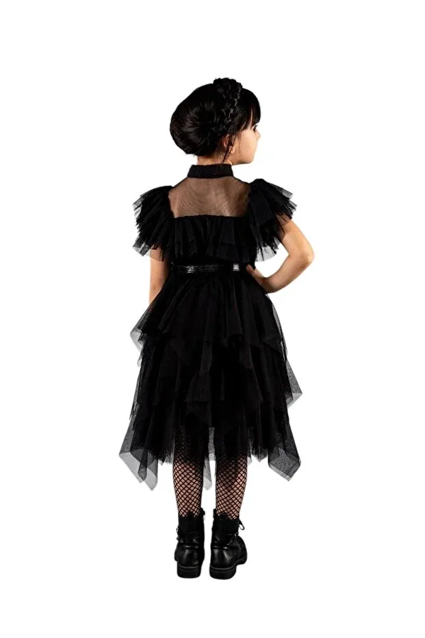Детское платье для девочек с коротким рукавом Wednesday costume Gocoland, Black — фото 4