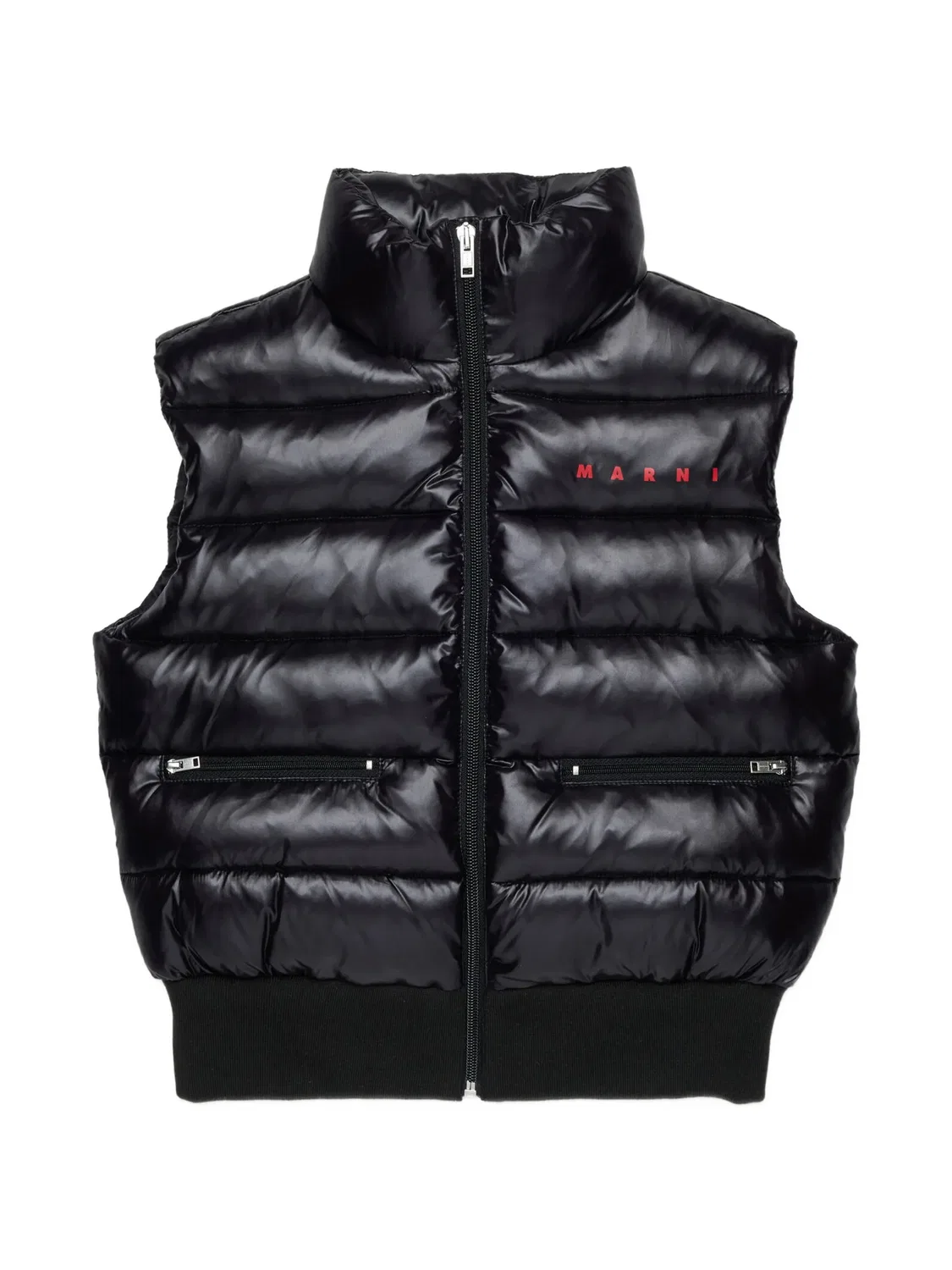 Дутый жилет с логотипом Marni Kids, черный