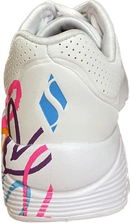 Детские кроссовки для девочек с принтом Uno Lite Love Levitate Skechers, White Synthetic Neon Multi Trim — фото 3