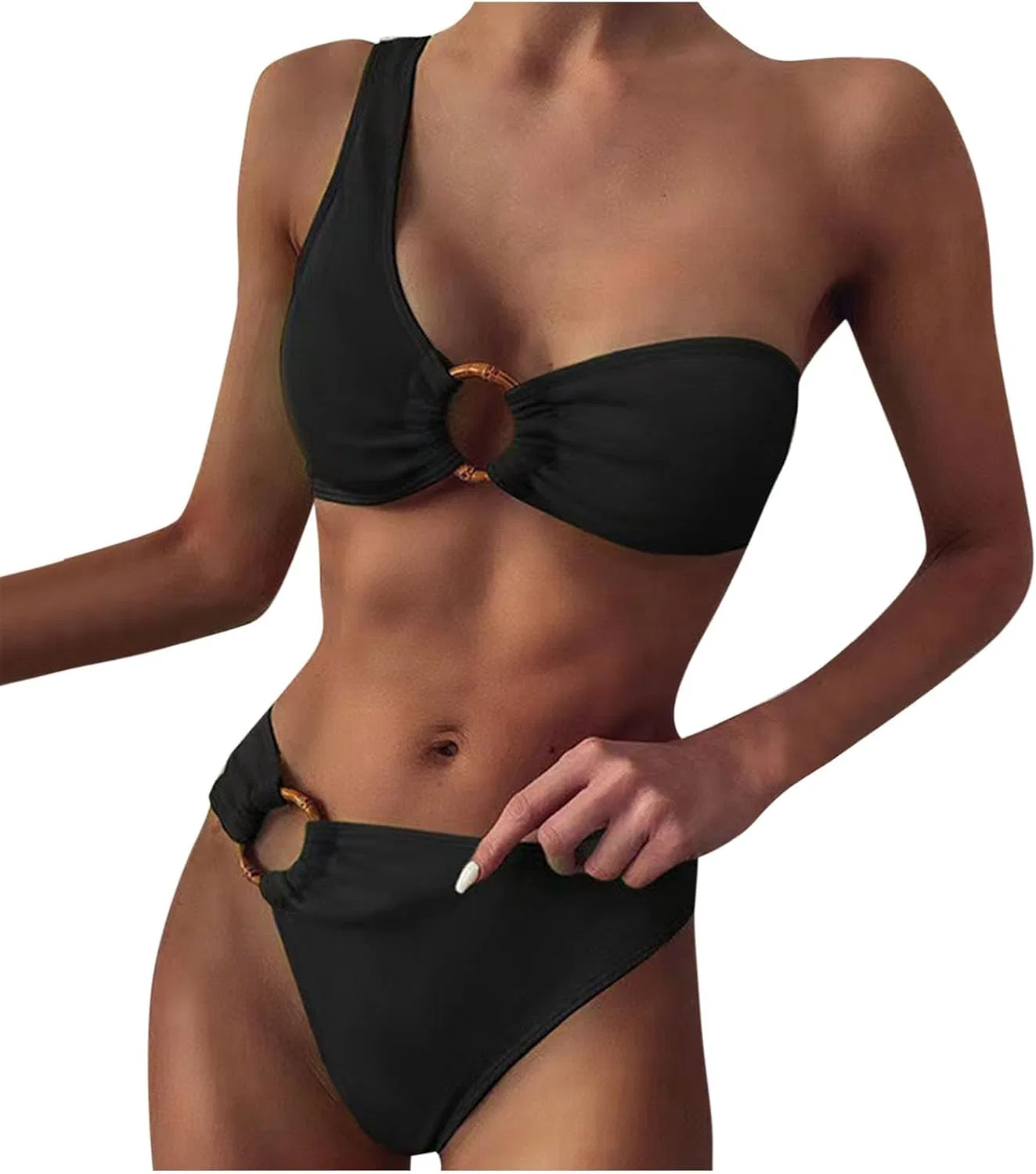 Женский бикини с одним плечом Push Up, Black