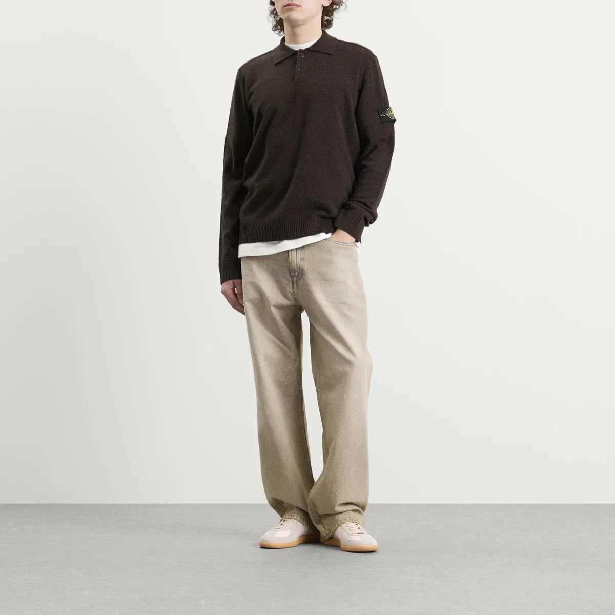 Пуловер с длинным рукавом Geelong Wool Long Sleeve Polo Stone Island, Lead Melange — фото 4