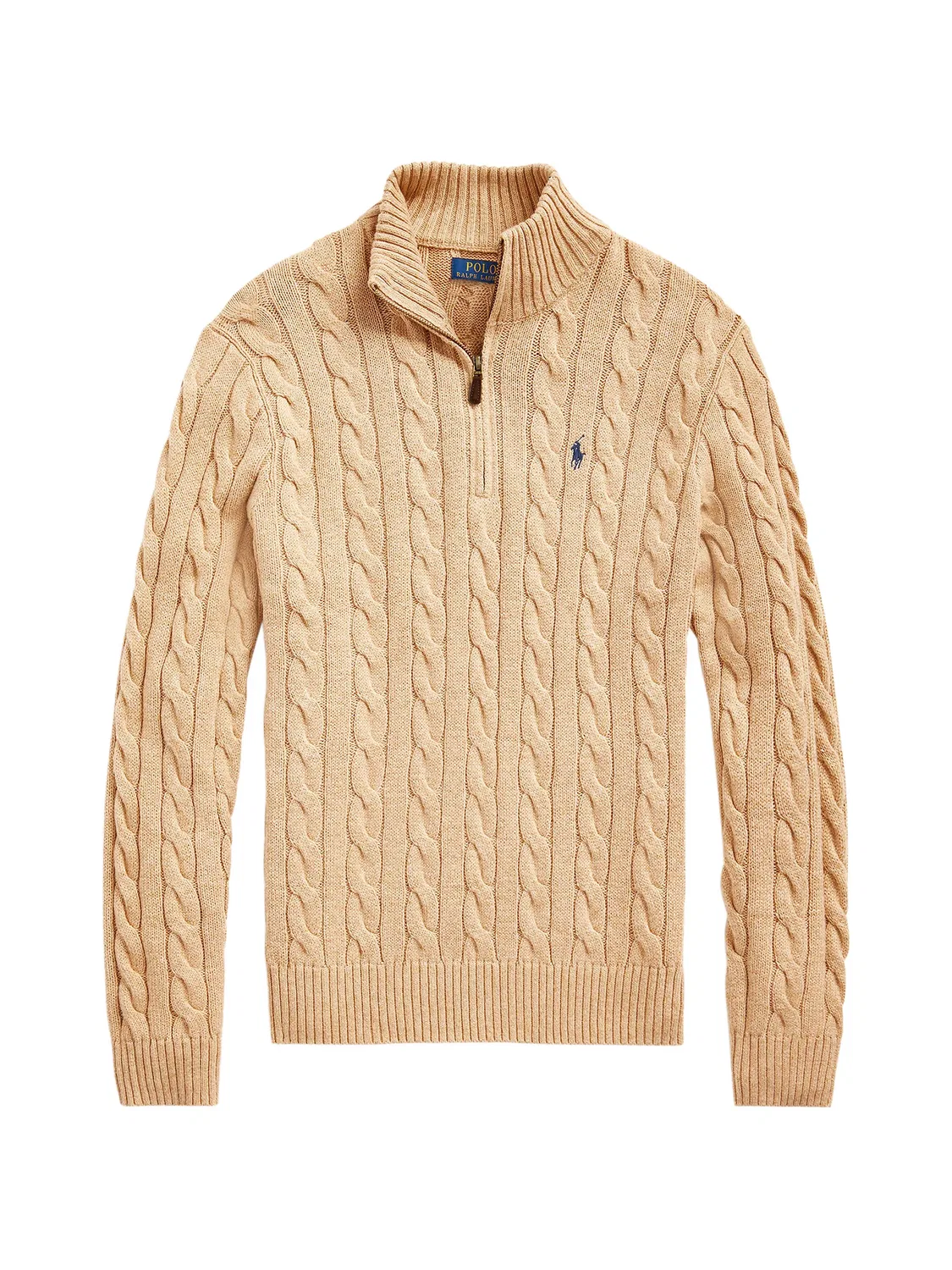 Свитер на молнии с косами, хлопок Polo Ralph Lauren, нейтральные
