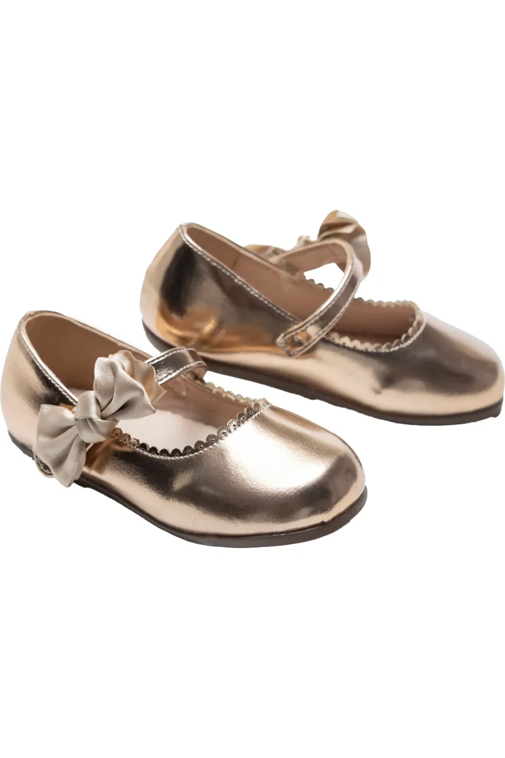 Балетки детские атласные с бантом Satin Elodie Rhinestone Bow Flats Tulleen, Champagne