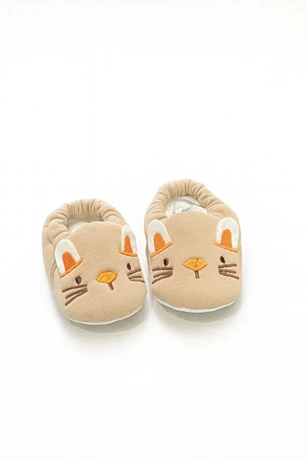 Детские пинетки с принтом Rabbit embroidered anti-slip sole 100% cotton baby booties Minissa Baby Kids, Beige — фото 2