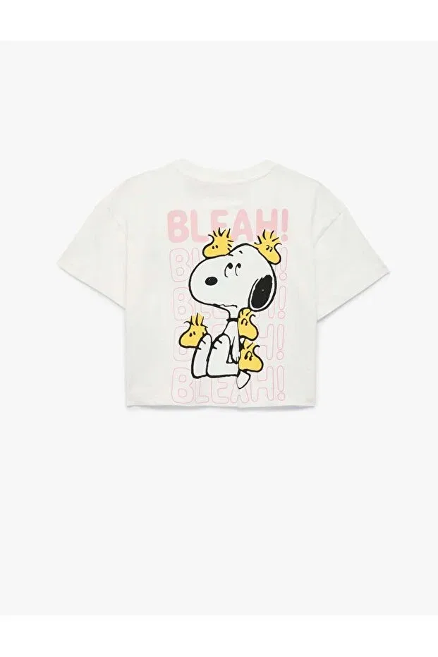 Детская футболка для девочек с принтом Licensed Snoopy Koton, Ecru — фото 2