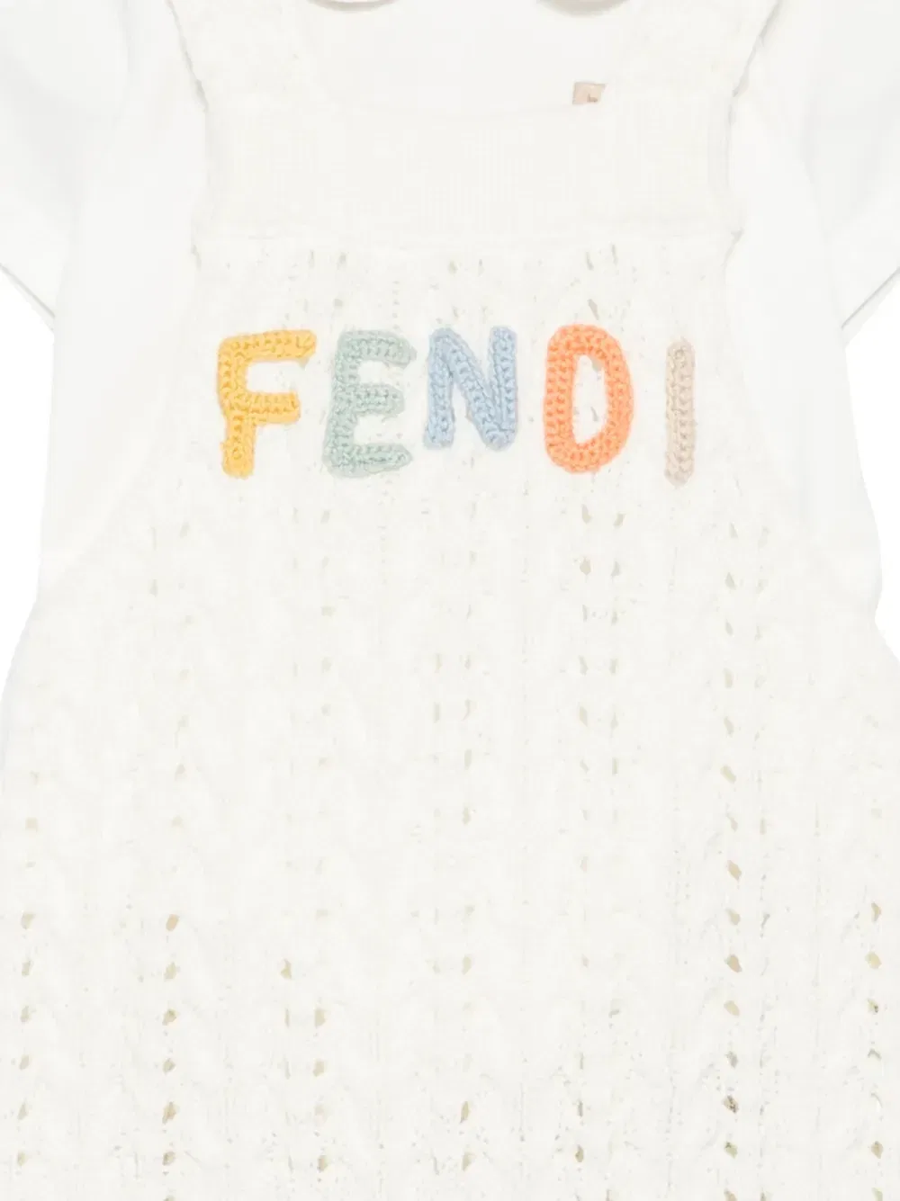 Спортивный костюм из кабельного трикотажа с вышитым логотипом Fendi Kids, белый — фото 3