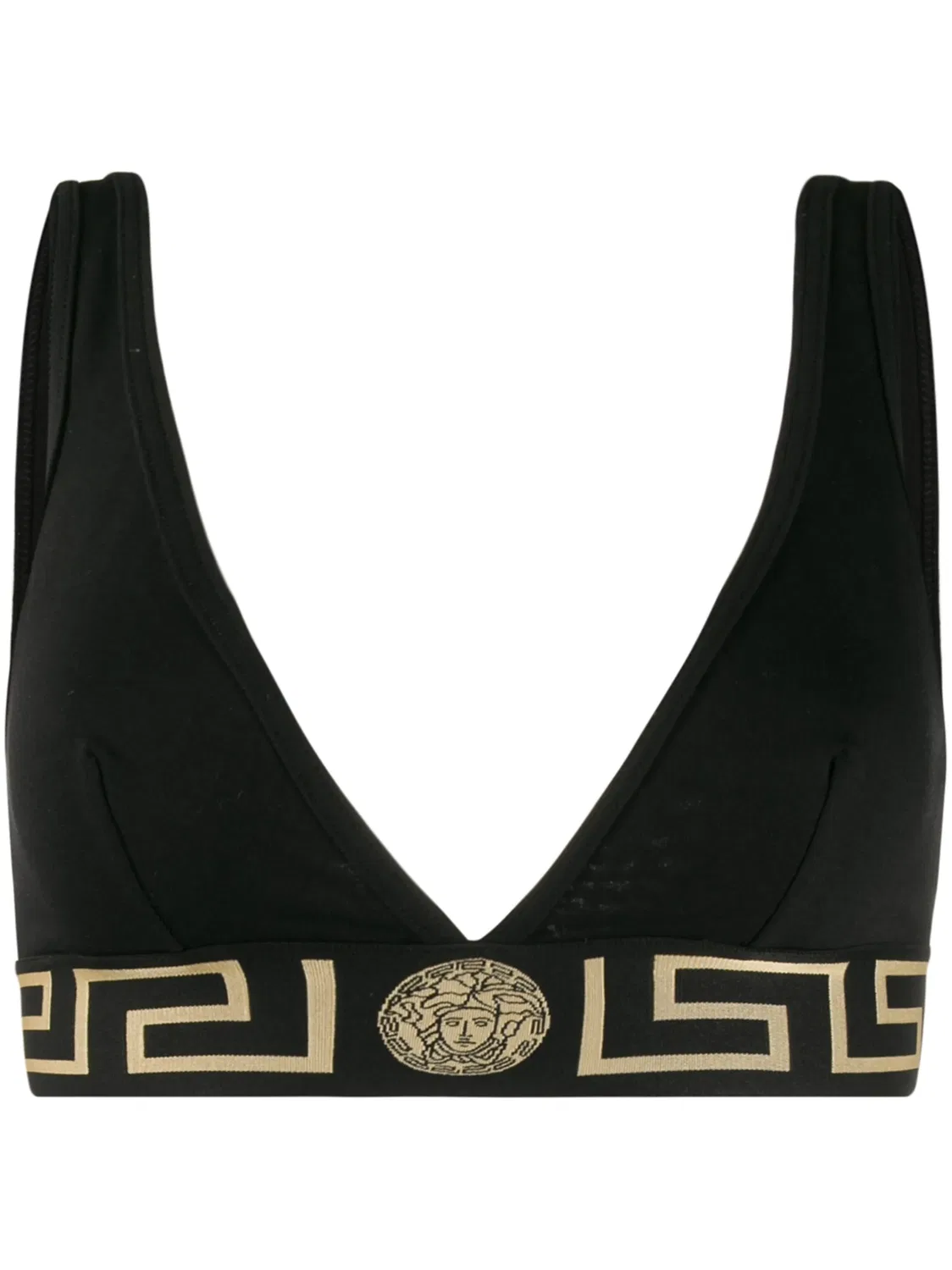 Треугольный бюстгальтер с Greca Versace, черный