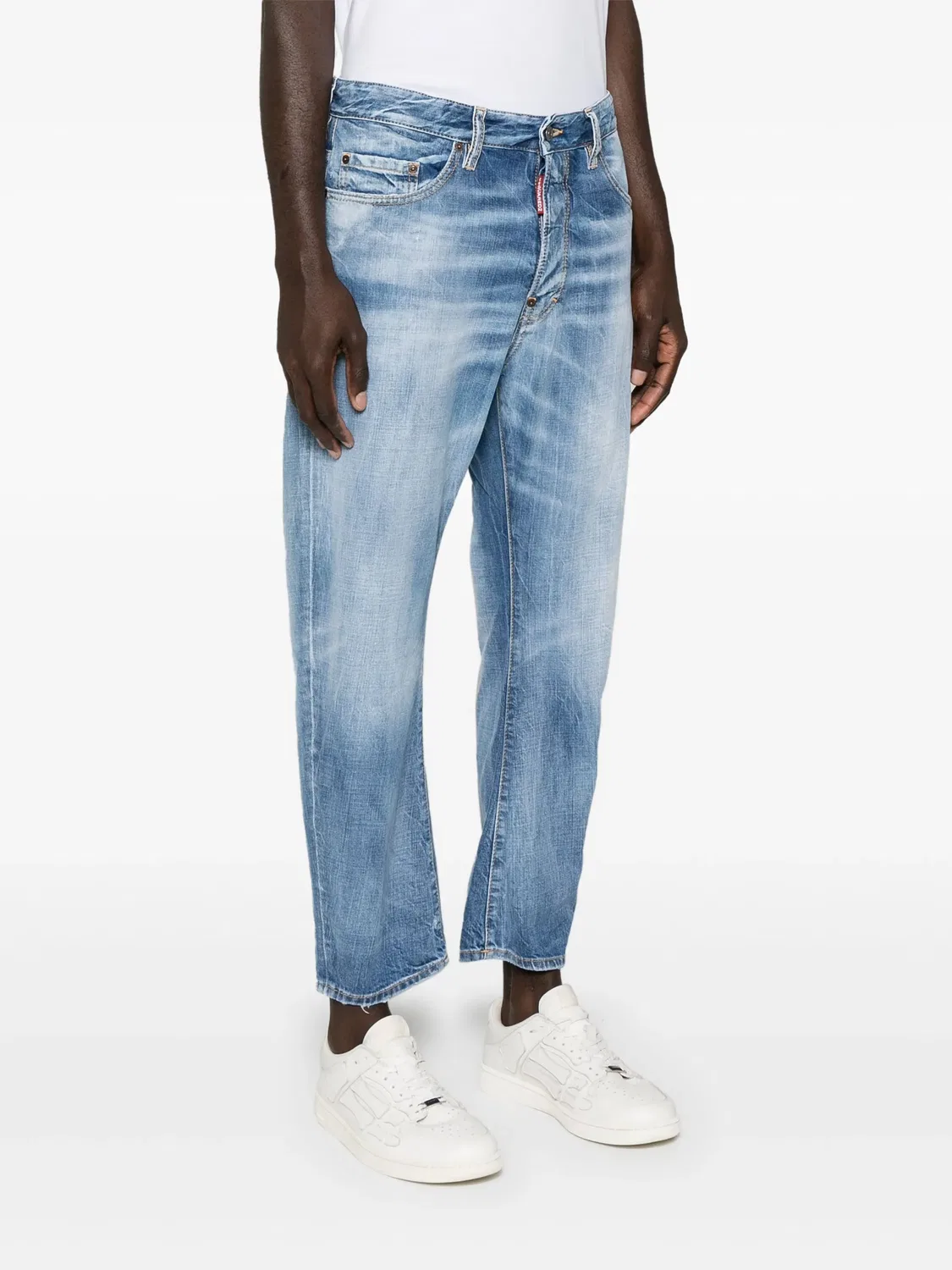 Короткие джинсы со Straight Leg DSQUARED2, синий — фото 4