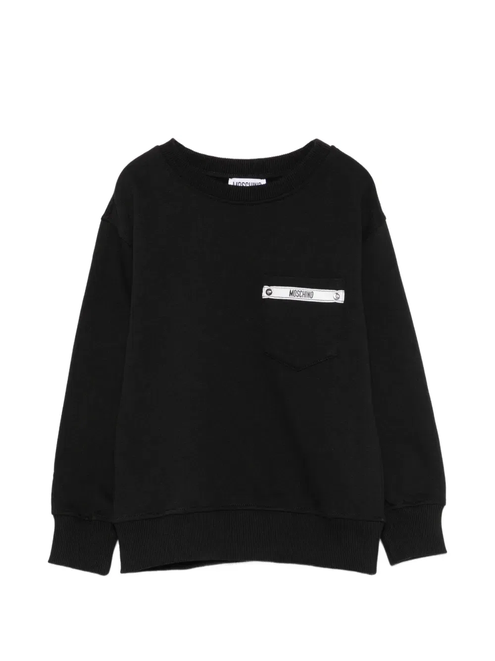 Свитер с нагрудным карманом и нашивкой-логотипом Moschino Kids, черный