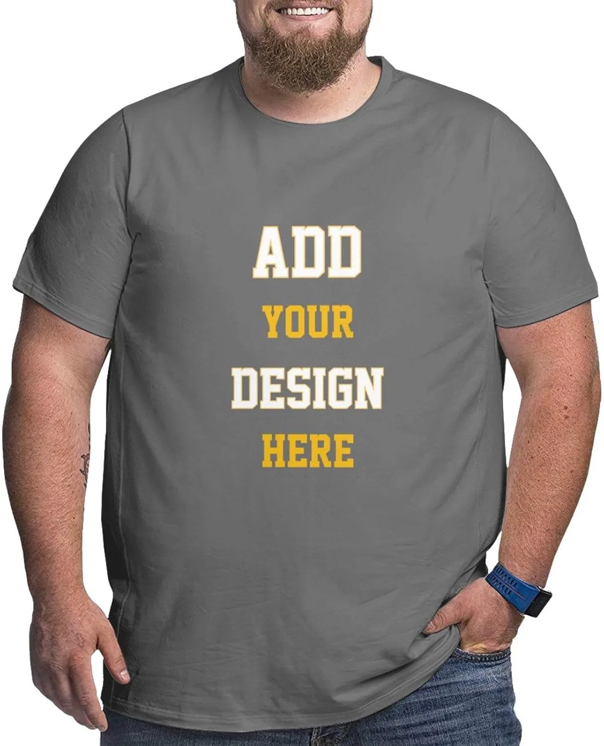 Мужская футболка свободного кроя с фотопечатью Custom Picture T-shirts for Big and Tall Men, Deep Heather