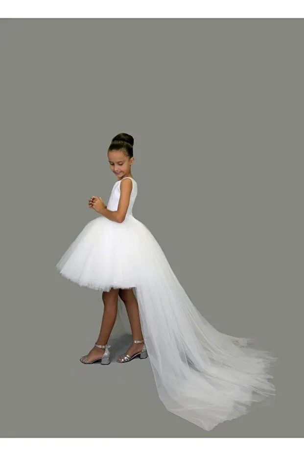 Детское платье для девочек асимметричное Basics Nsmkidslife, White — фото 2