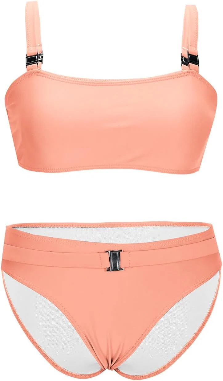 Женский бикини-сет с высокой талией и утяжкой, Solid, Pink — фото 4