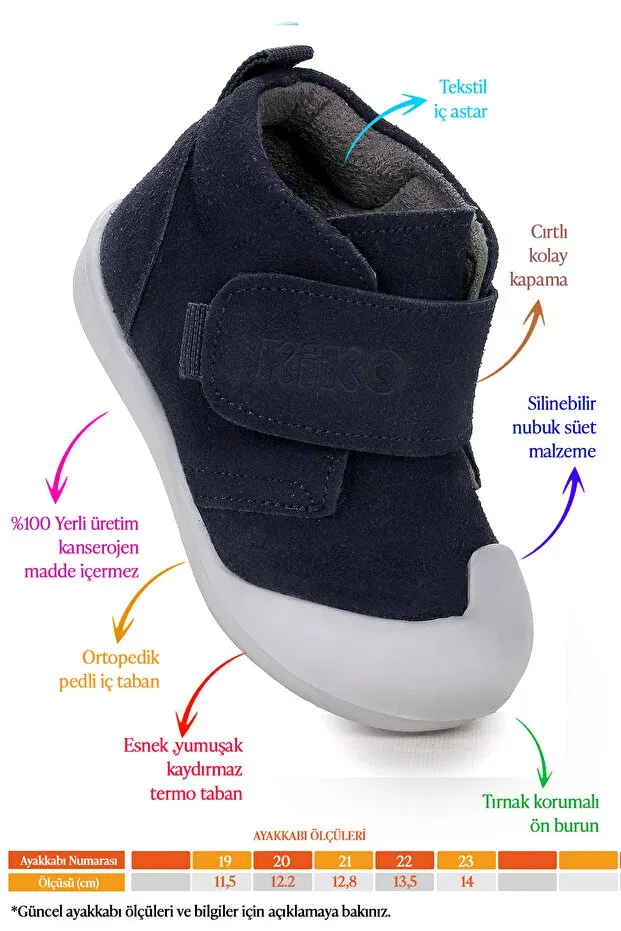 Детские ботинки для мальчиков с липучкой Winnie First Step Kiko Kids, Navy Blue — фото 2