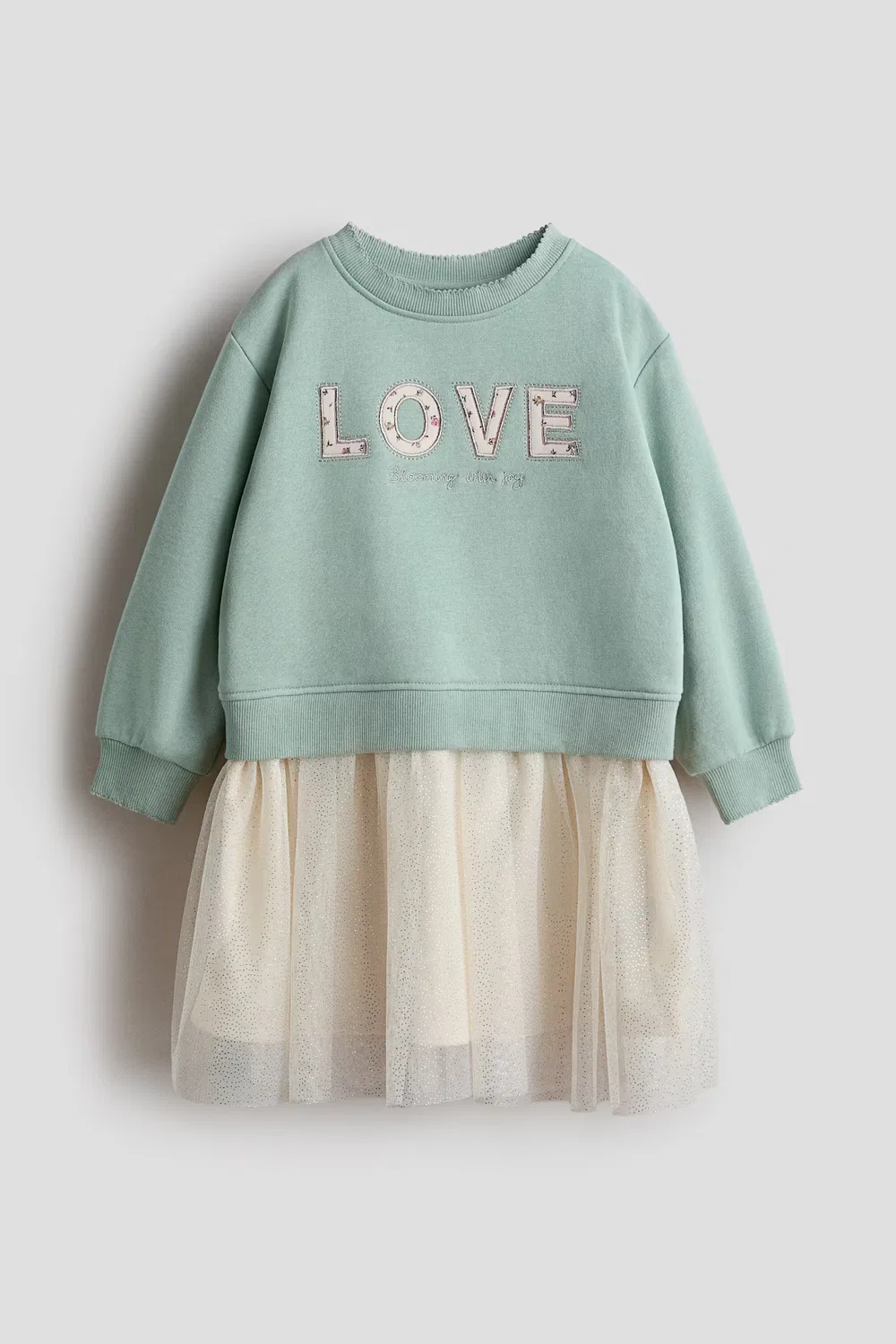 Платье-Толстовка с юбкой из тюля H&M, Hellgrün/Love — фото 4