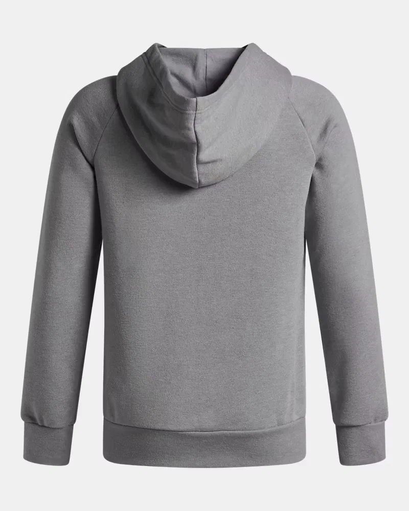 Худи для мальчиков из хлопкового флиса с начесом UA Freedom Big Flag Logo UnderArmour, Steel Light Heather/Baroque Green — фото 2
