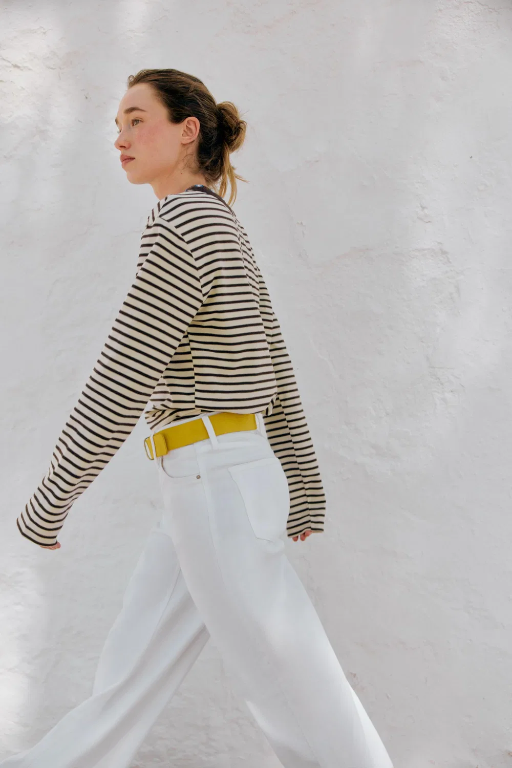 Полосатая футболка с длинными рукавами ZARA, Brown Stripes — фото 4