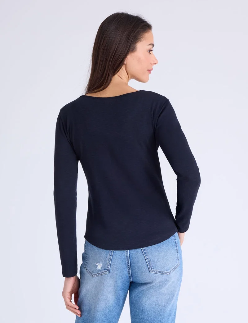 Лонгслив U.S. Polo Assn. Notch Neck T-Shirt, черный — фото 2