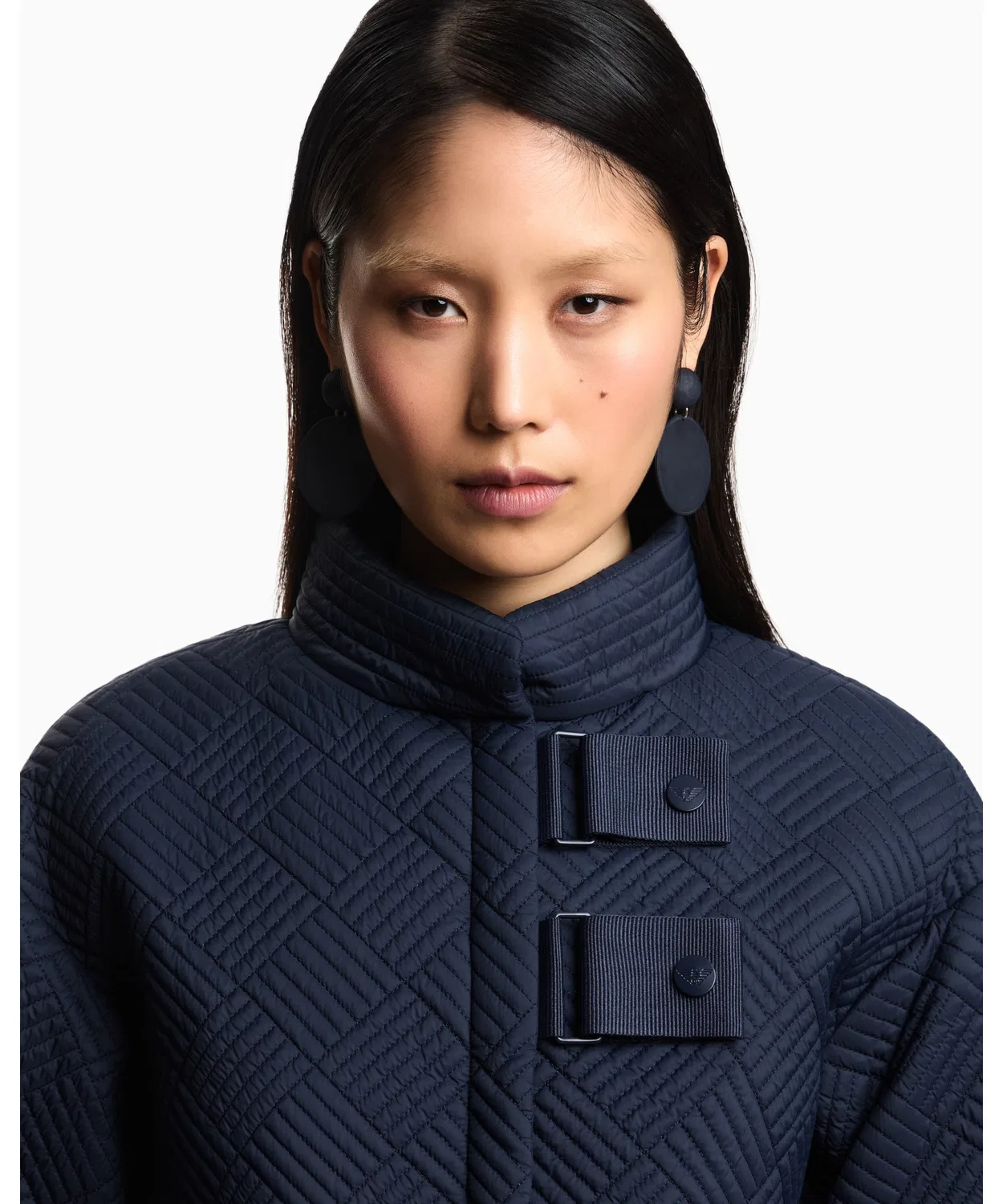 Женское пальто-пикоут с утеплителем, модель ASV EMPORIO ARMANI, Navy — фото 3