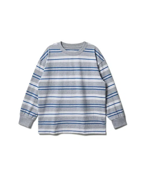 Детская футболка с длинным рукавомс мульти-полоской MUSINSA STANDARD KIDS, Grey — фото 2