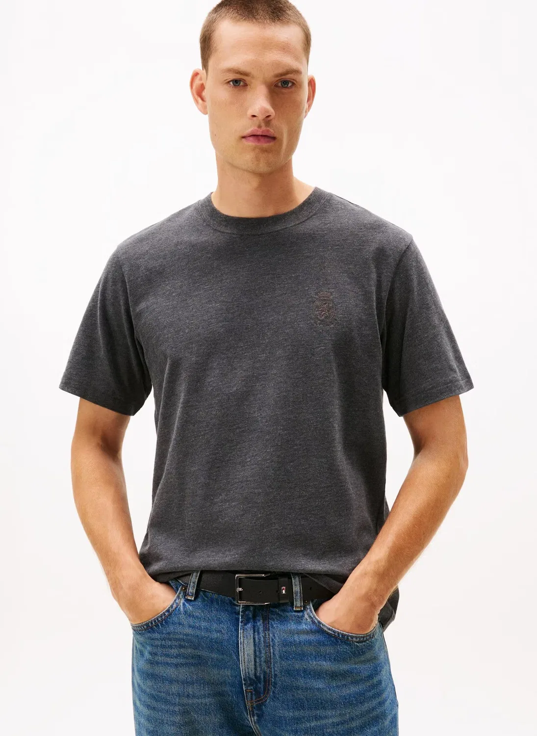 Футболка с принтом Regular Fit Tommy Hilfiger, темно-серый