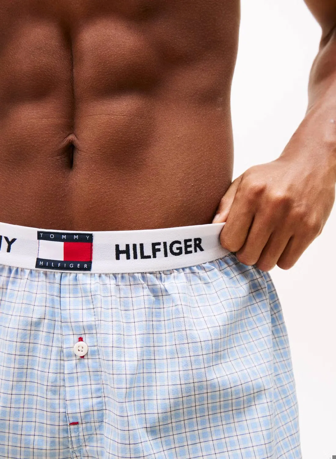Боксеры хлопковые с логотипом на поясе, Tommy Hilfiger, мини-клетка — фото 4