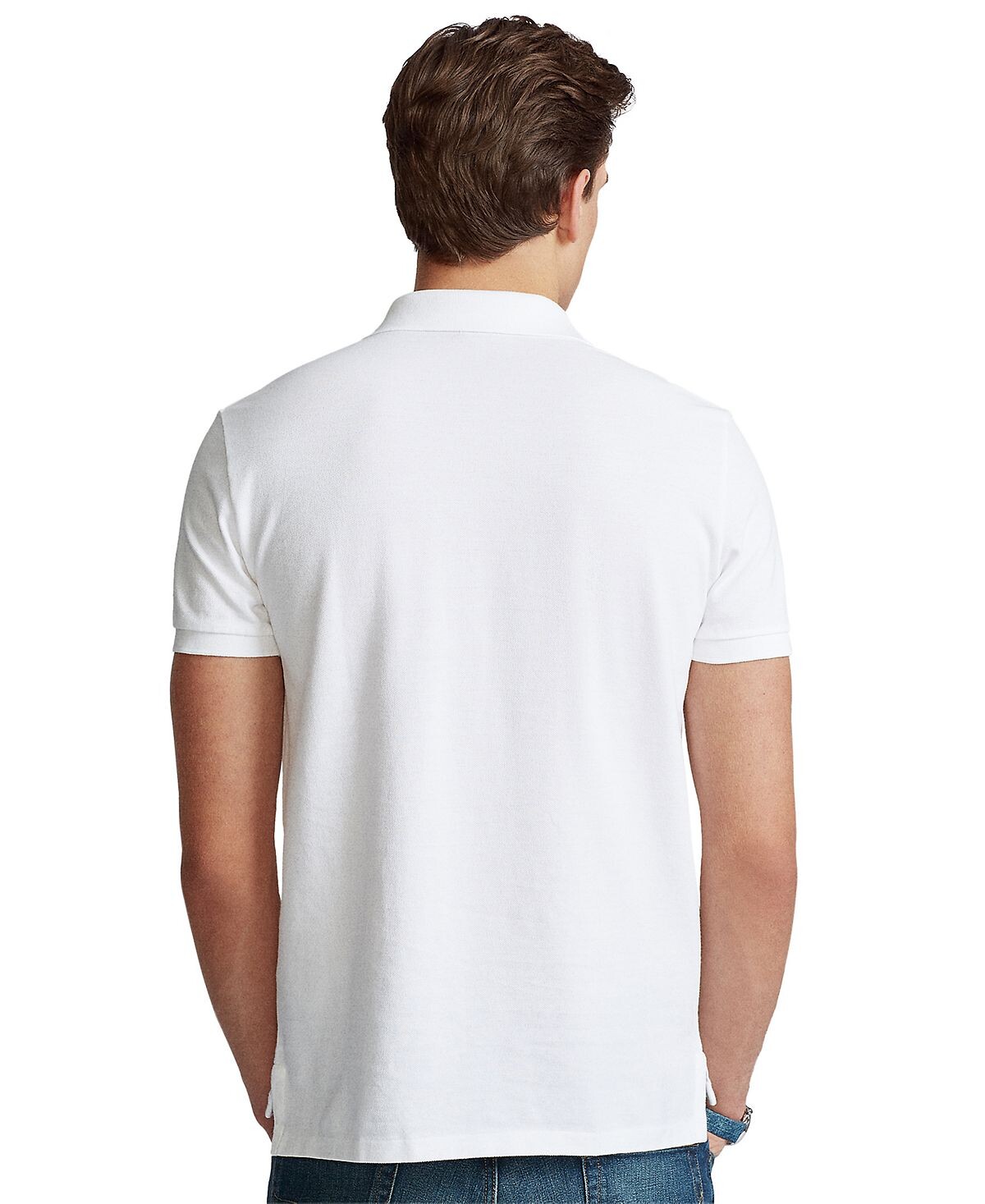 Мужская футболка-поло slim fit из сетчатой ​​ткани на заказ Polo Ralph Lauren, белый — фото 3