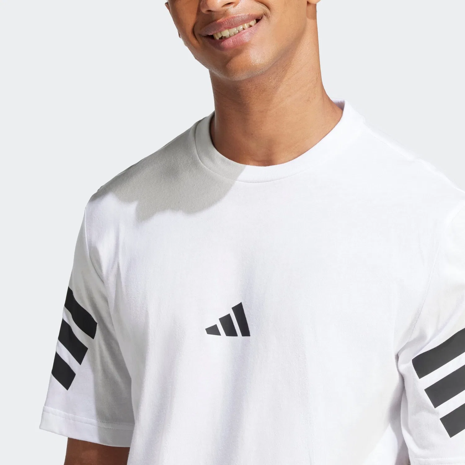 Детская хлопковая футболка с тремя полосками Adidas Sportswear, White — фото 4