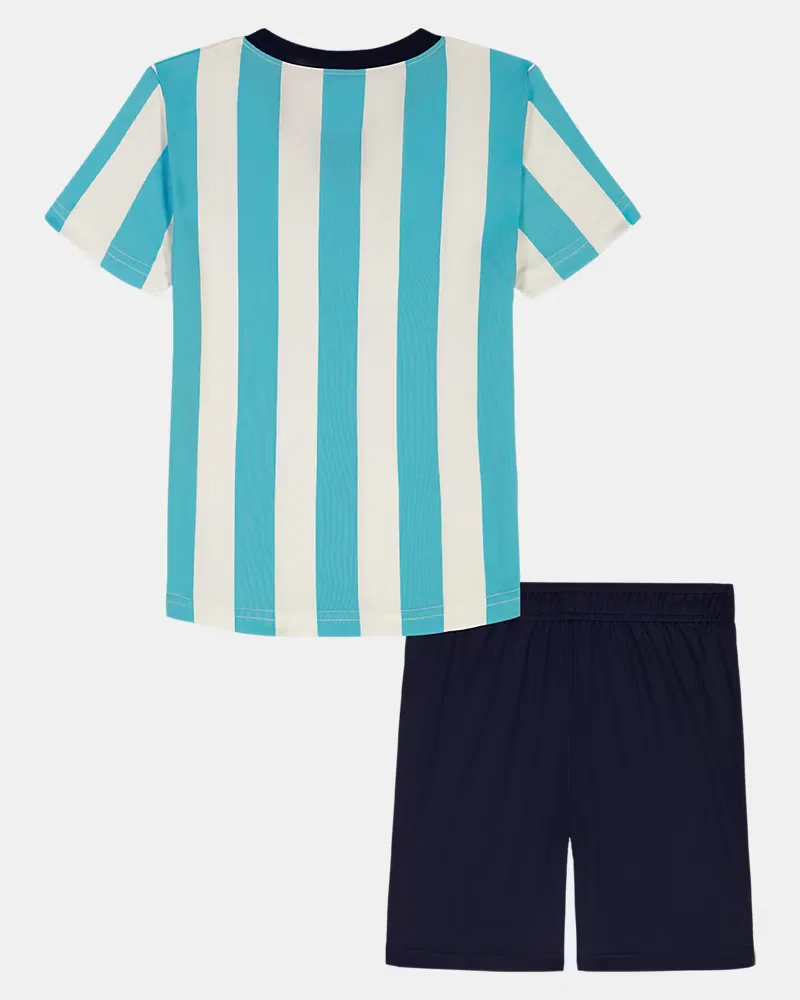 Комплект для мальчиков из футболки и шорт, быстросохнущий, UA Tech Soccer UnderArmour, Fresco Blue/Midnight Navy — фото 3
