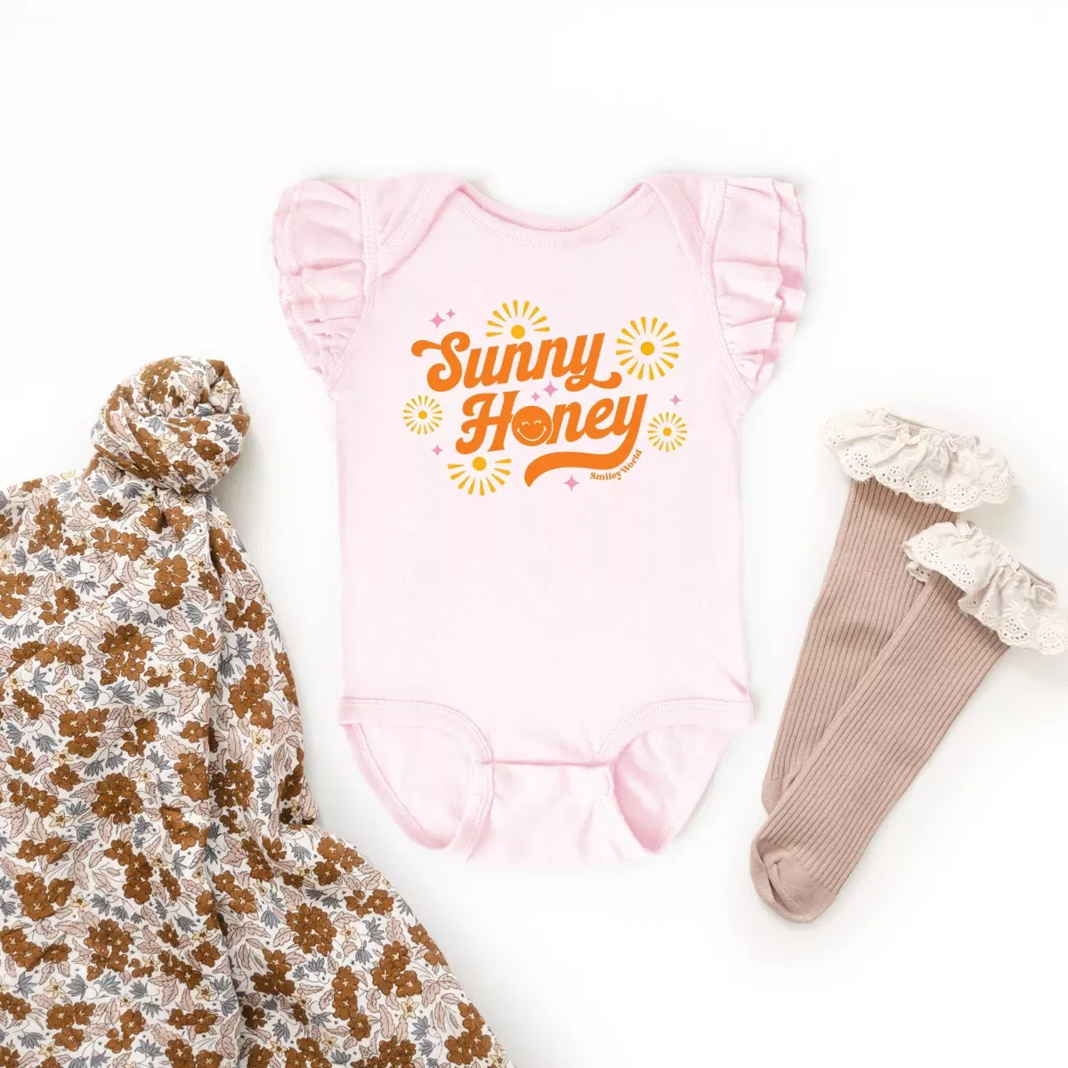 Детское боди для девочек с принтом SmileyWorld Sunny Honey The Juniper Shop, Ballerina — фото 3