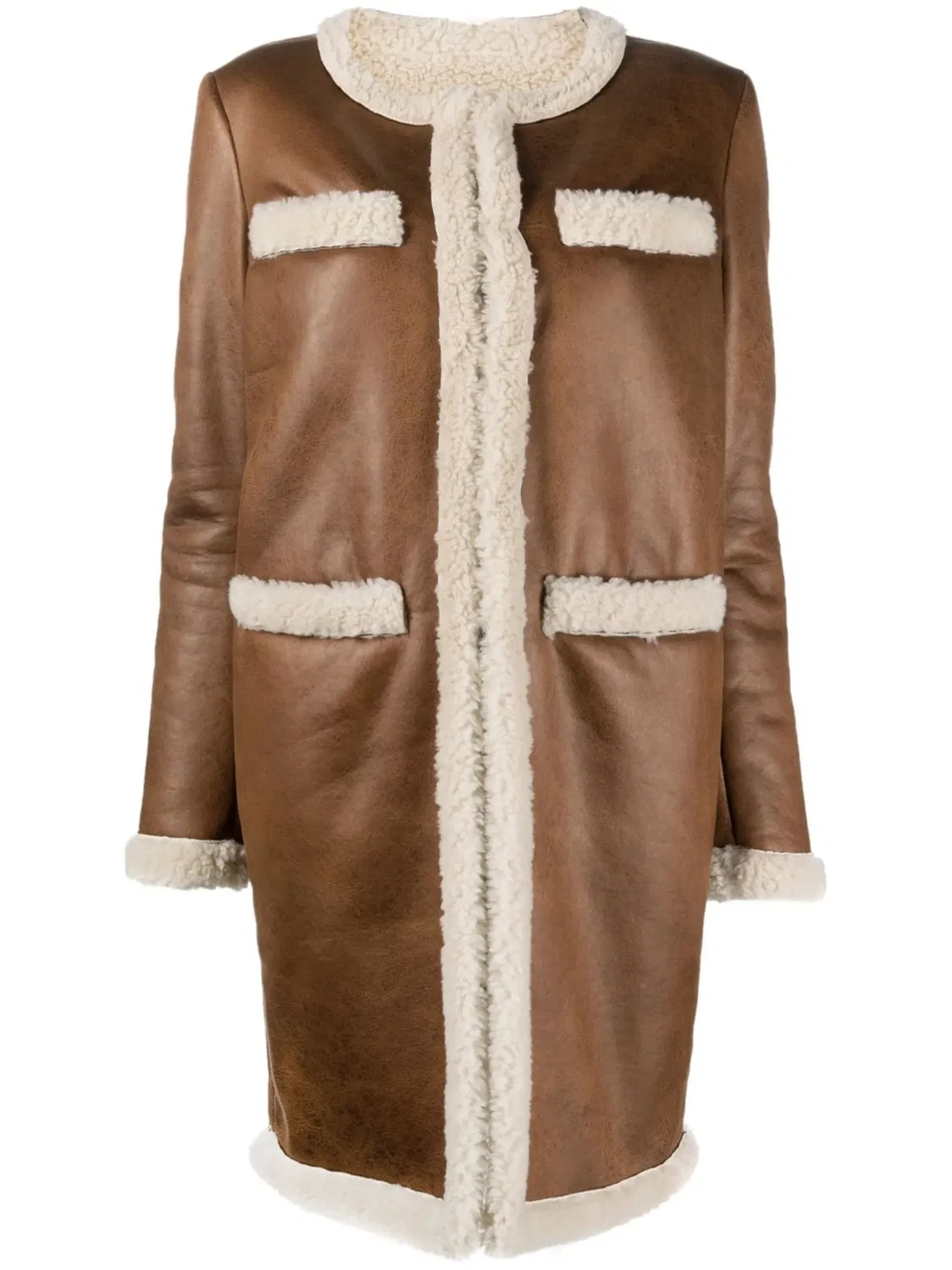 Пальто без воротника из искусственного меха DSQUARED2, коричневый