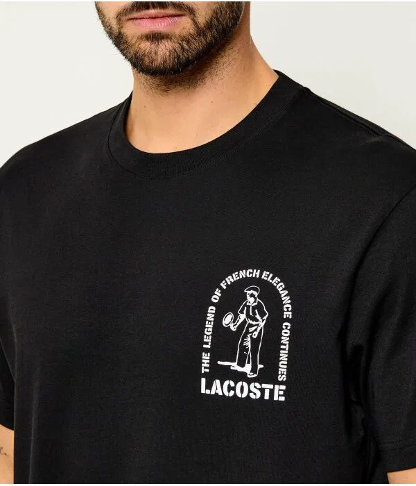 Мужская футболка классического кроя Lacoste, черный — фото 4