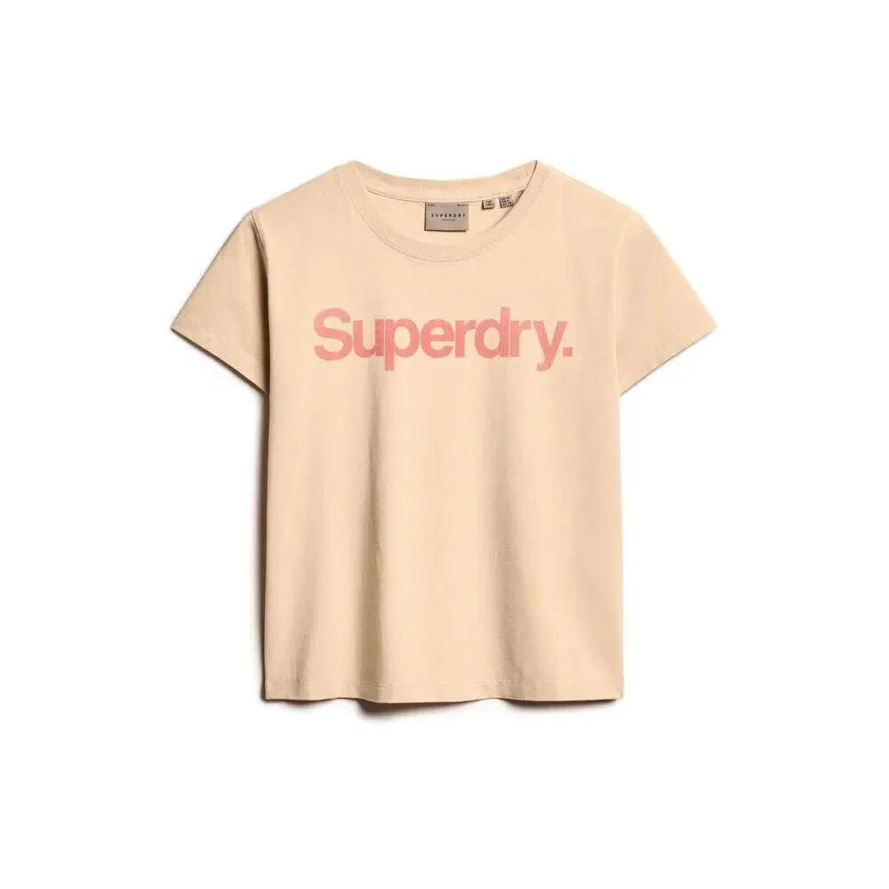 Женская облегающая футболка Superdry Core Logo City, Beige Brauner Ton