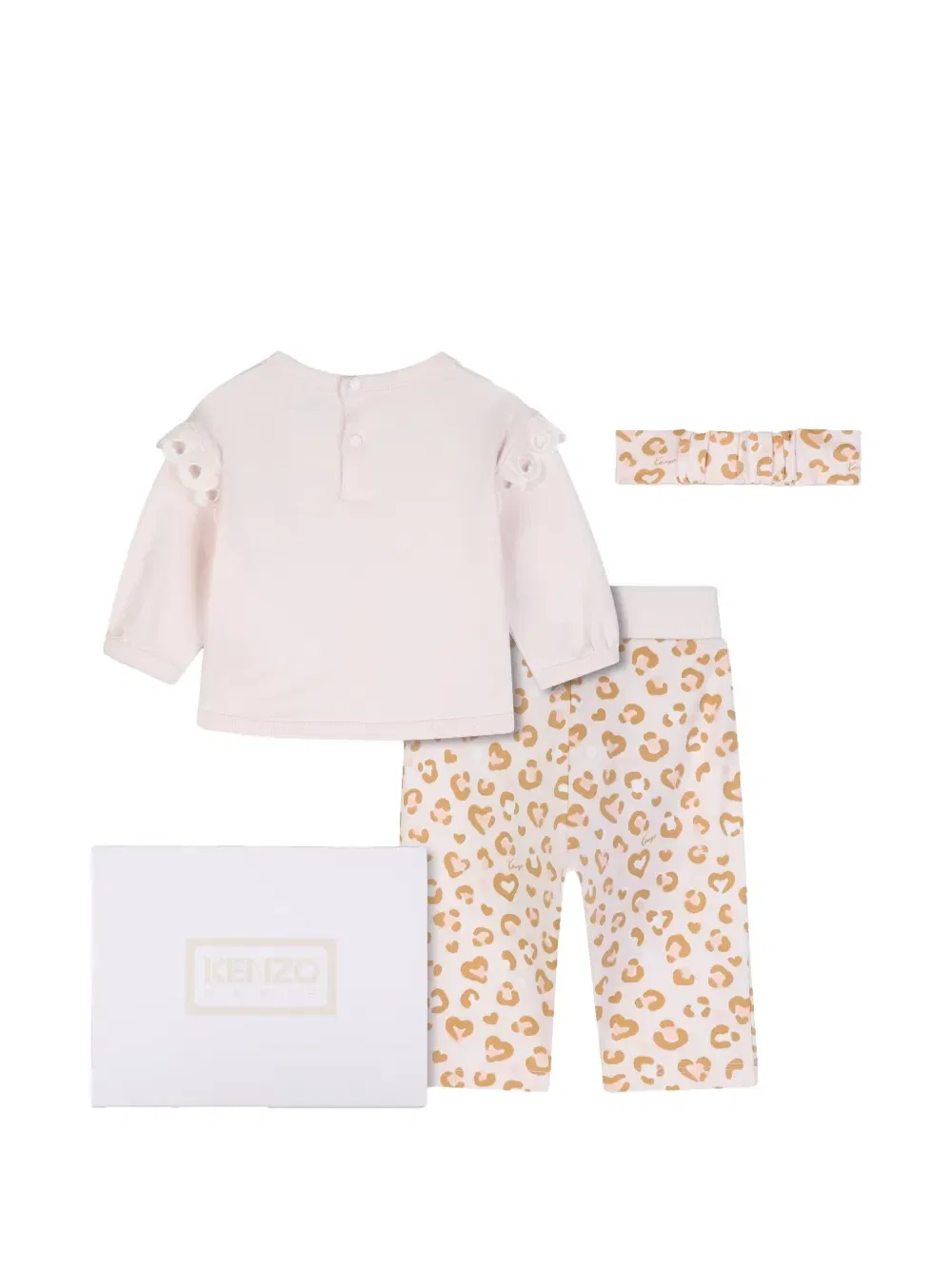 Комплект с оборками и леопардовым принтом Kenzo Kids, розовый — фото 2
