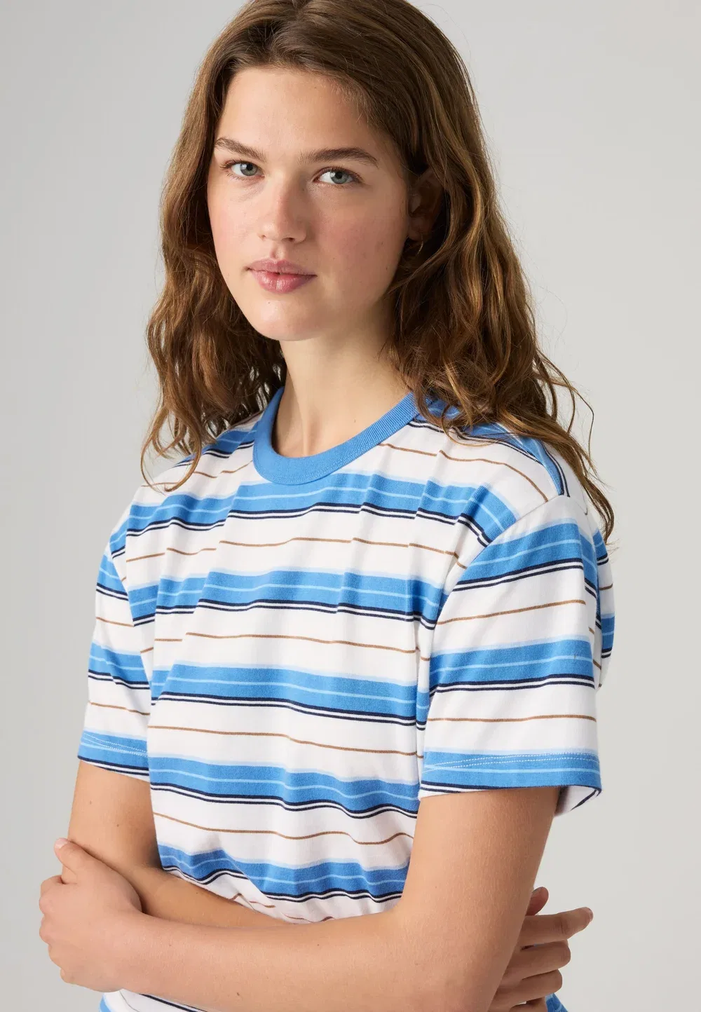 Винтажная футболка - базовая футболка Levi'S, Vida Stripe Egret Heavyweight — фото 4